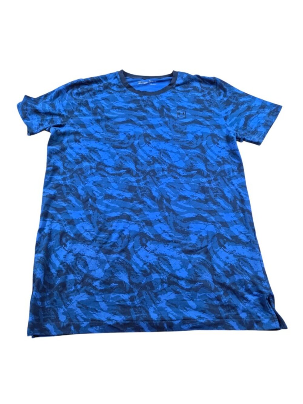 Under Armour T-Shirt Mens XL Blue Camo Fitted Heatgear Casual Short Sleeve